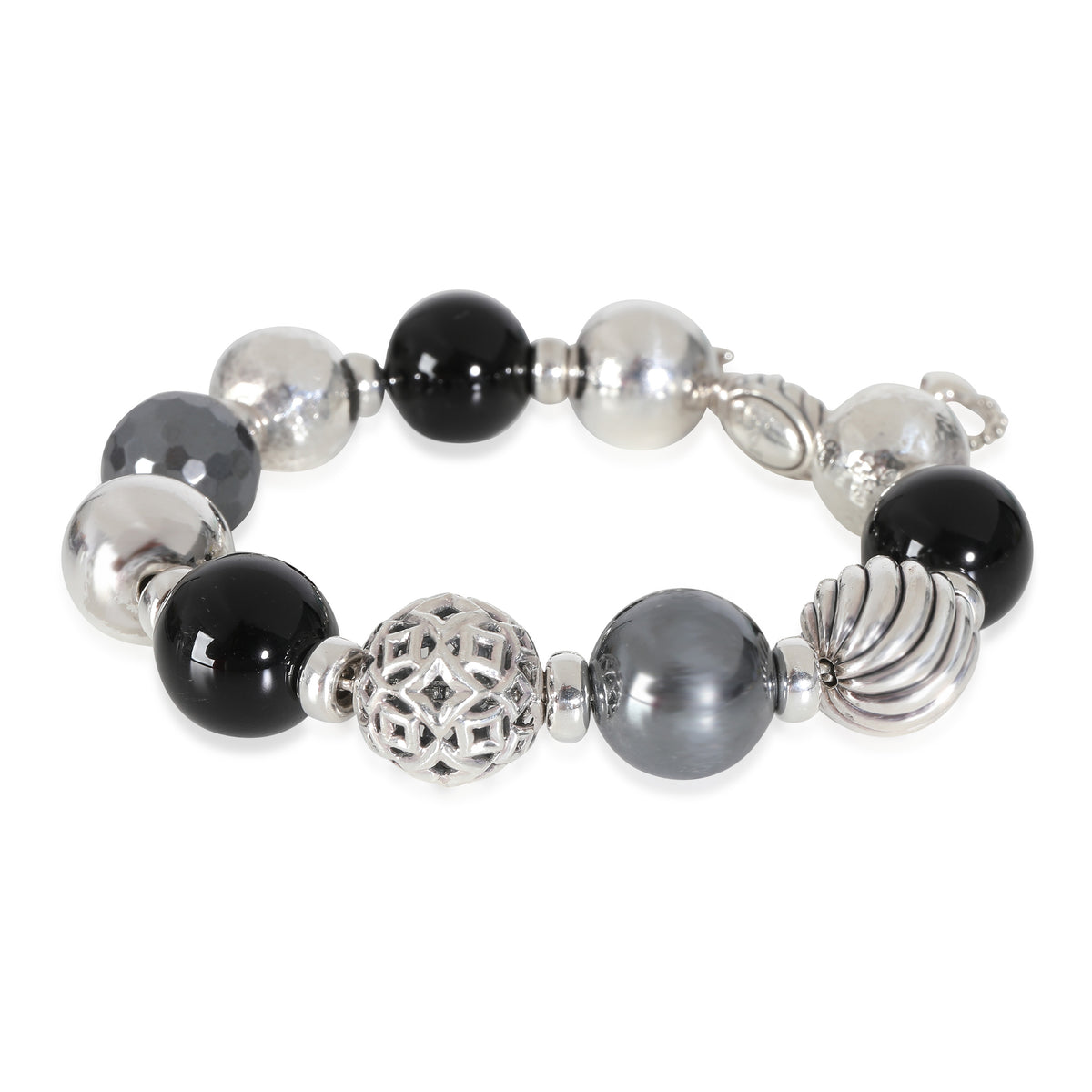 Elements Bracelet With Onyx & Hematite in Sterling Silver