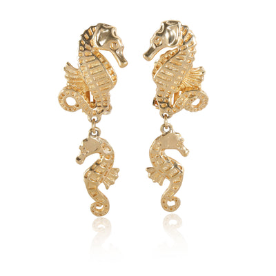 Gold Plated Seahorse Drop Earrings