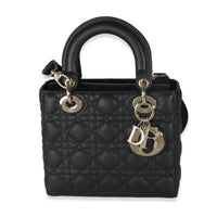 Black Grained Calfskin Cannage Small Lady Dior