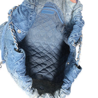 Blue Quilted Denim Medium Chanel 22 Hobo