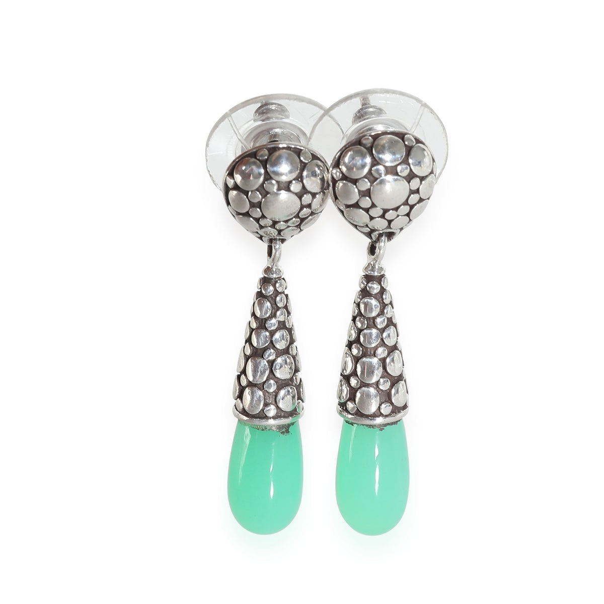 Dot Collection Chrysoprase Earrings in  Sterling Silver