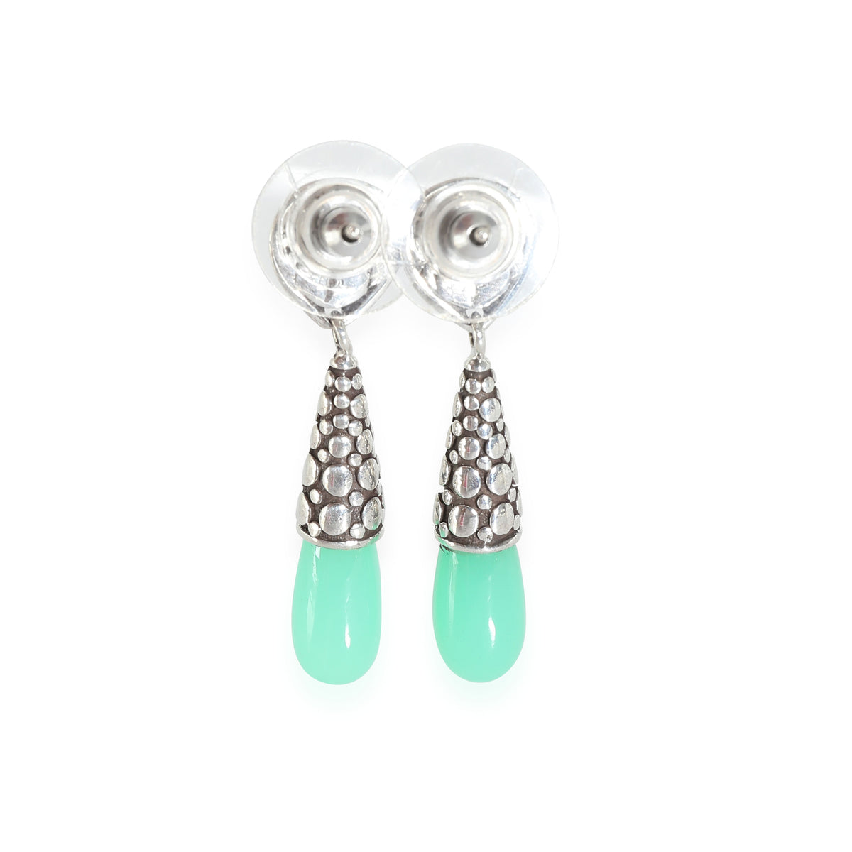 Dot Collection Chrysoprase Earrings in  Sterling Silver