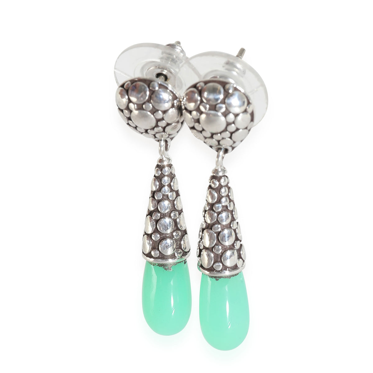 Dot Collection Chrysoprase Earrings in  Sterling Silver