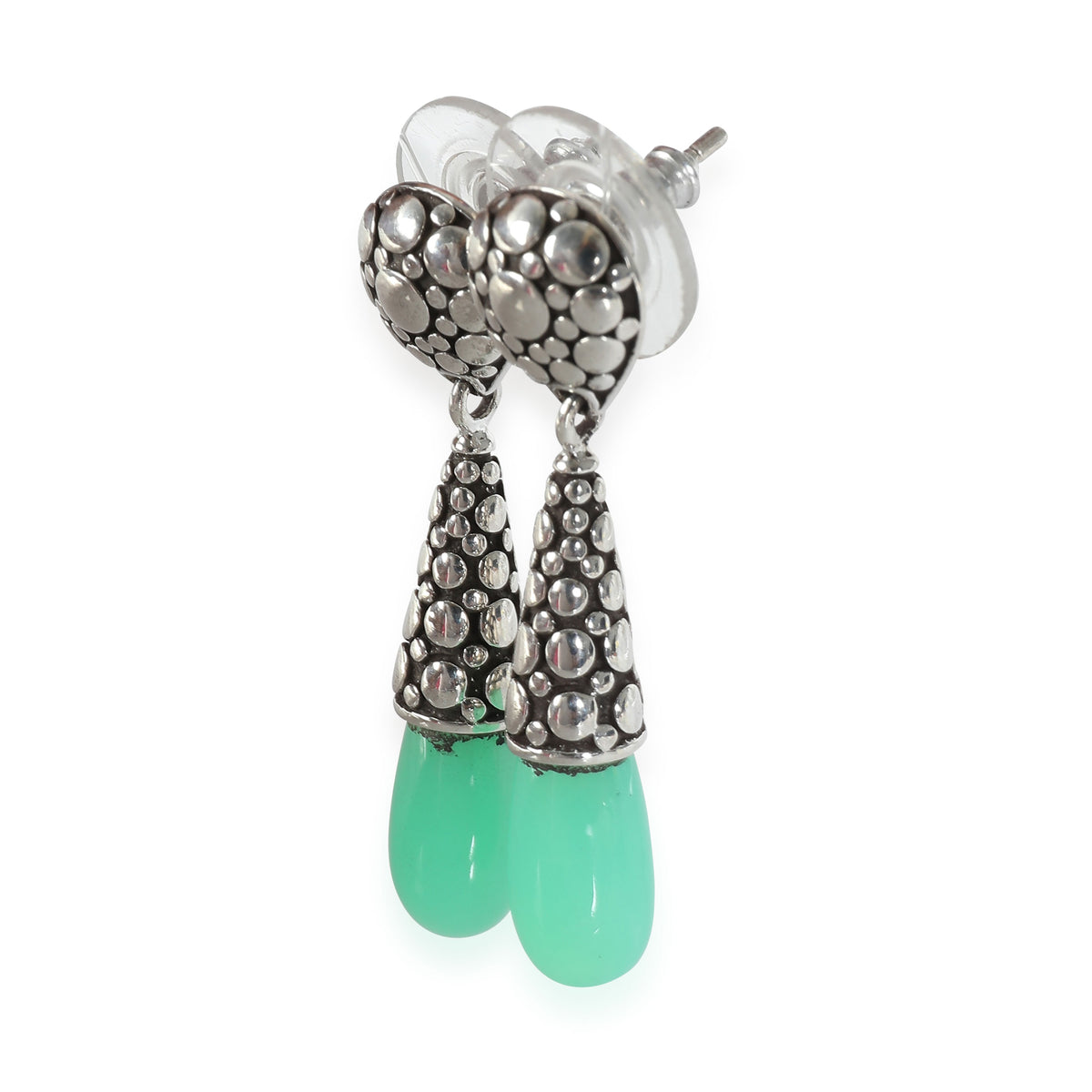 Dot Collection Chrysoprase Earrings in  Sterling Silver