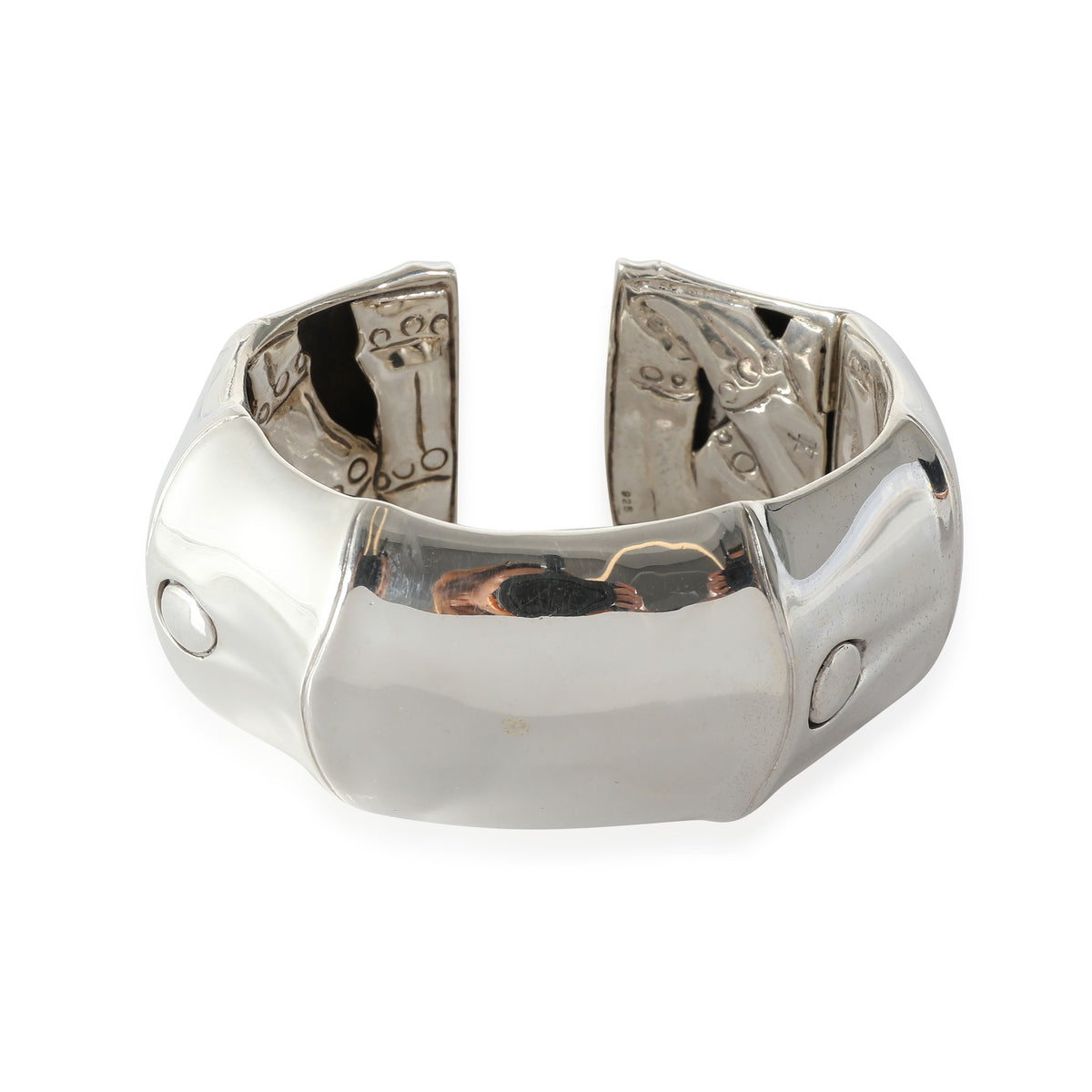 Wide Bamboo Kick Bracelet in  Sterling Silver