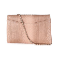 Pink Python Classic Flap Clutch With Chain