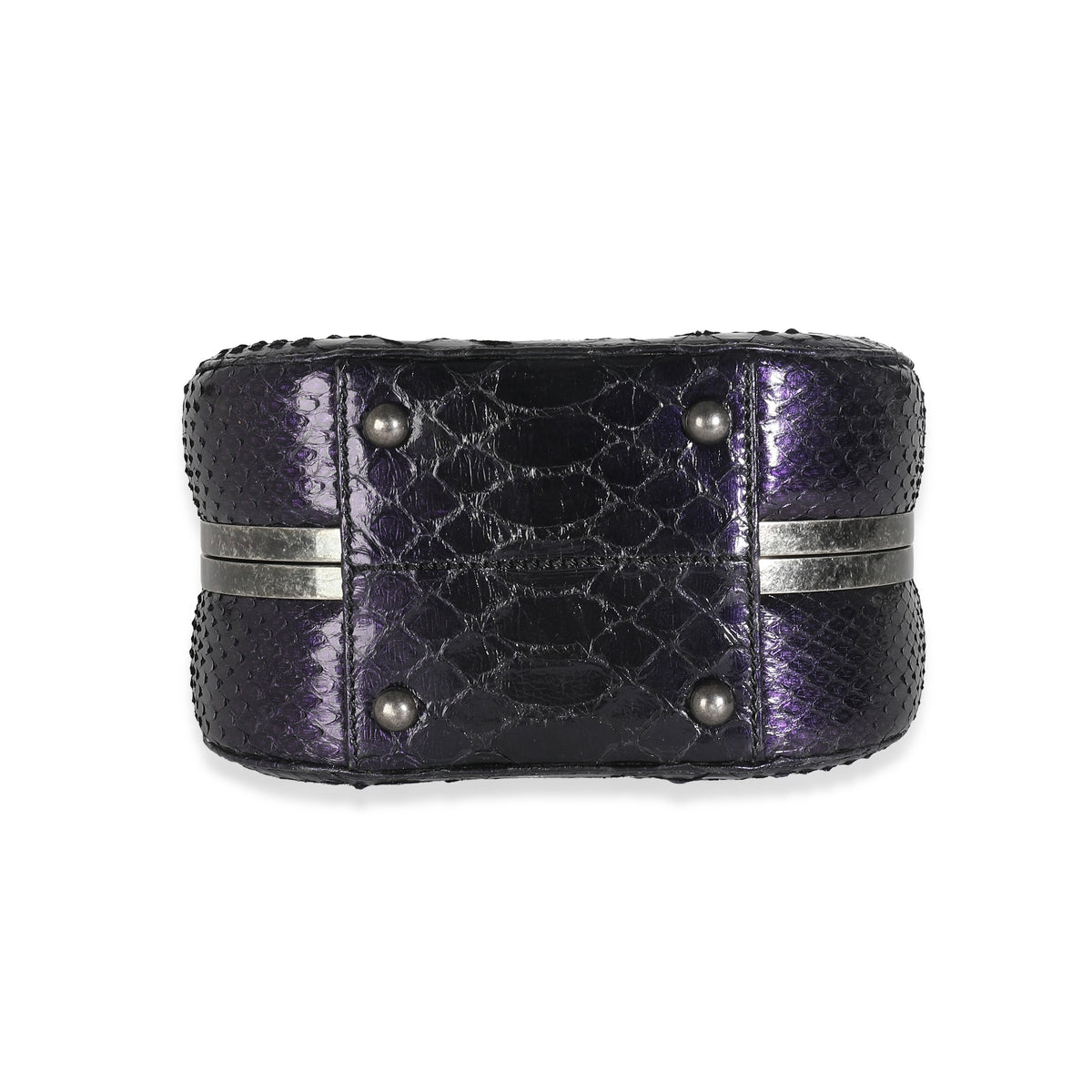 Paris Edinburgh Navy Iridescent Python Boy Box Clutch