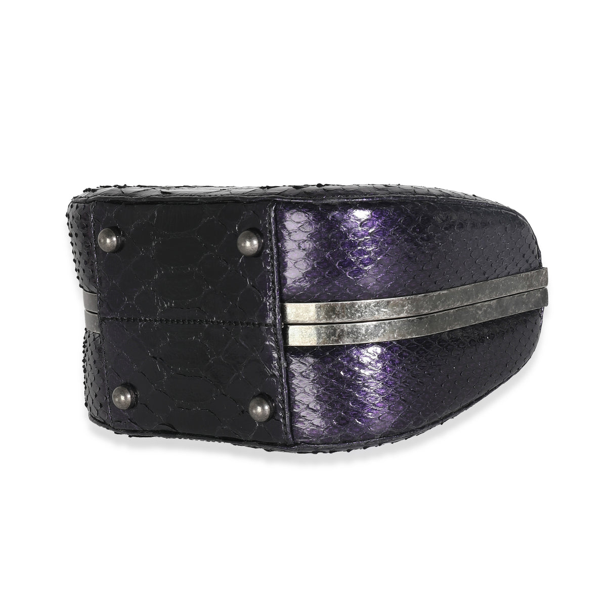 Paris Edinburgh Navy Iridescent Python Boy Box Clutch