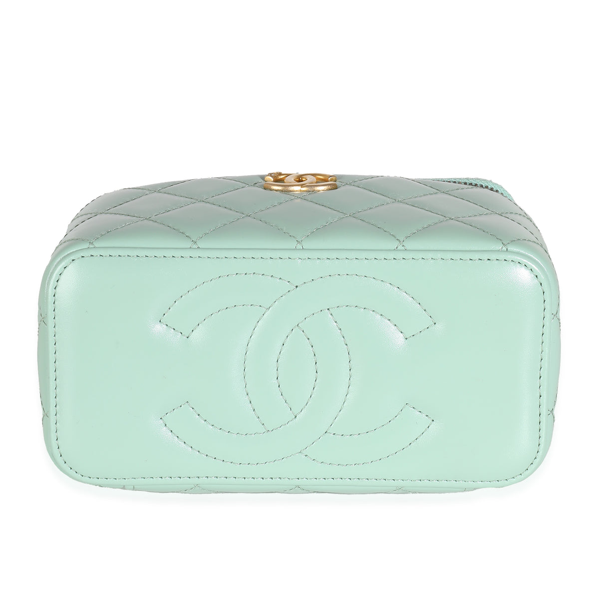 Green Quilted Lambskin Pick Me Up Vanity Case