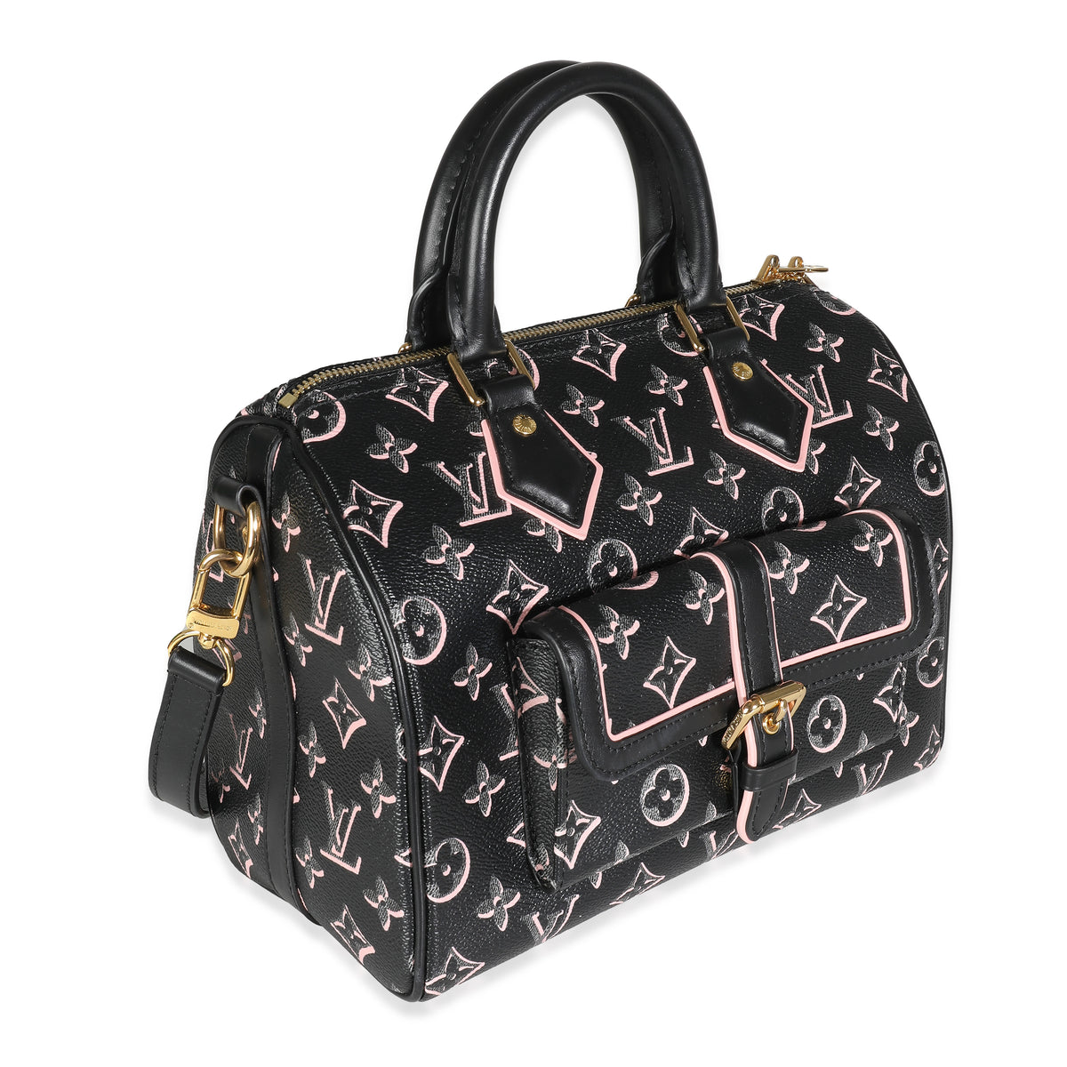 Black Pink Monogram Canvas Fall For You Speedy Bandouliere 25