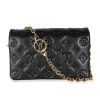 Black Monogram Embossed Puffy Lambskin Pochette Coussin