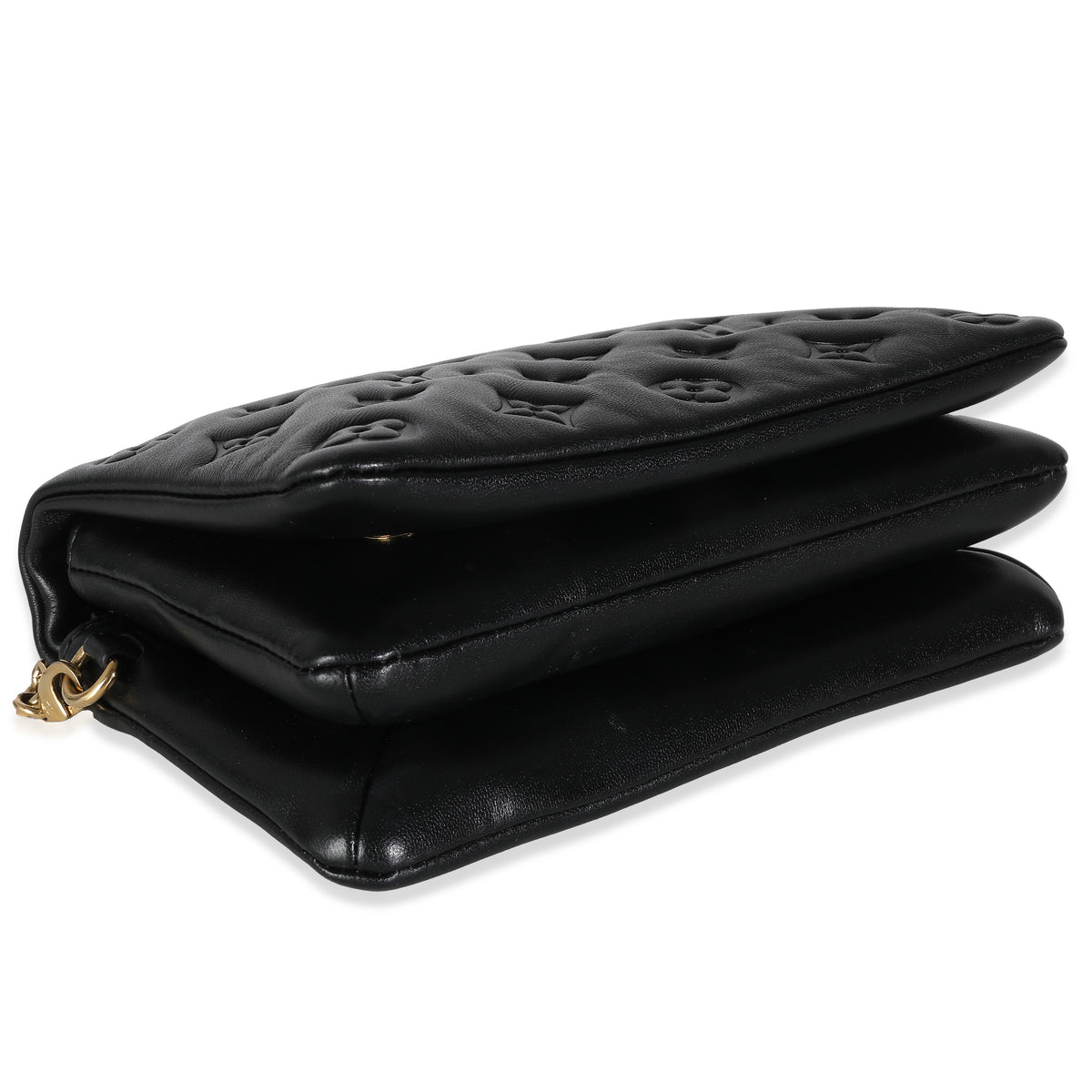 Black Monogram Embossed Puffy Lambskin Pochette Coussin