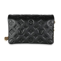 Black Monogram Embossed Puffy Lambskin Pochette Coussin