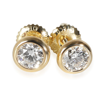 Elsa Peretti Diamond Stud Earrings in 18k Yellow Gold 0.70 CTW