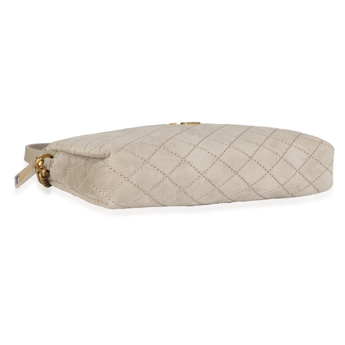 Matt Gold Quilted Suede Gaby Zipped Pouch