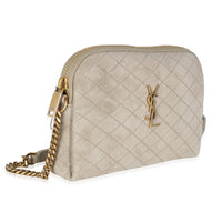 Matt Gold Quilted Suede Gaby Zipped Pouch