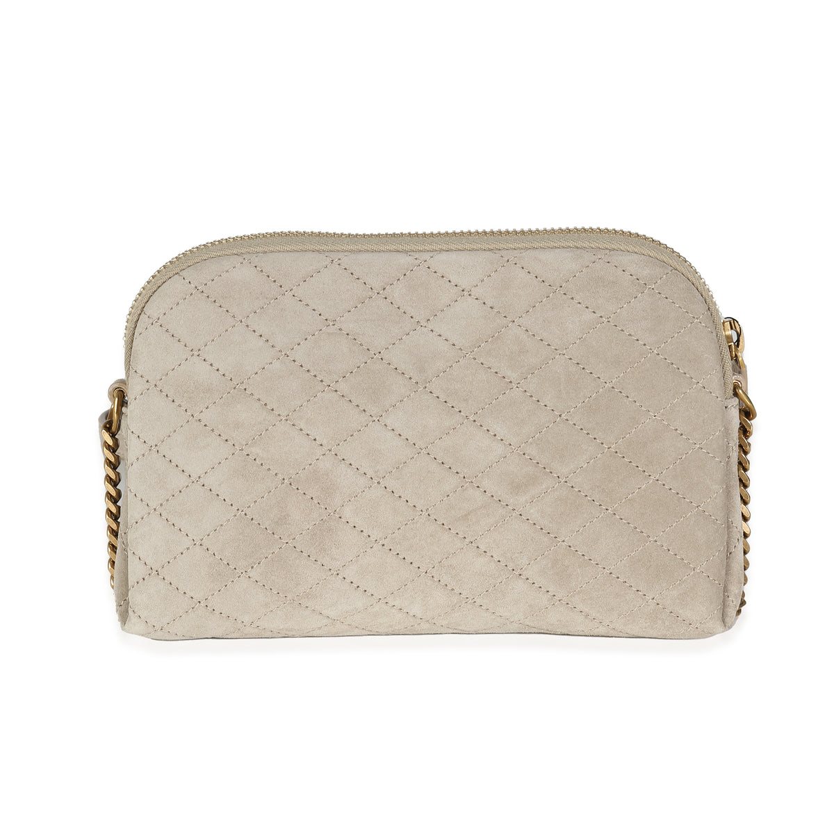 Matt Gold Quilted Suede Gaby Zipped Pouch