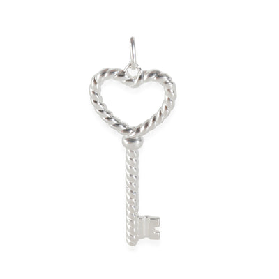 Key Collection Twist Heart Key Pendant in Sterling Silver