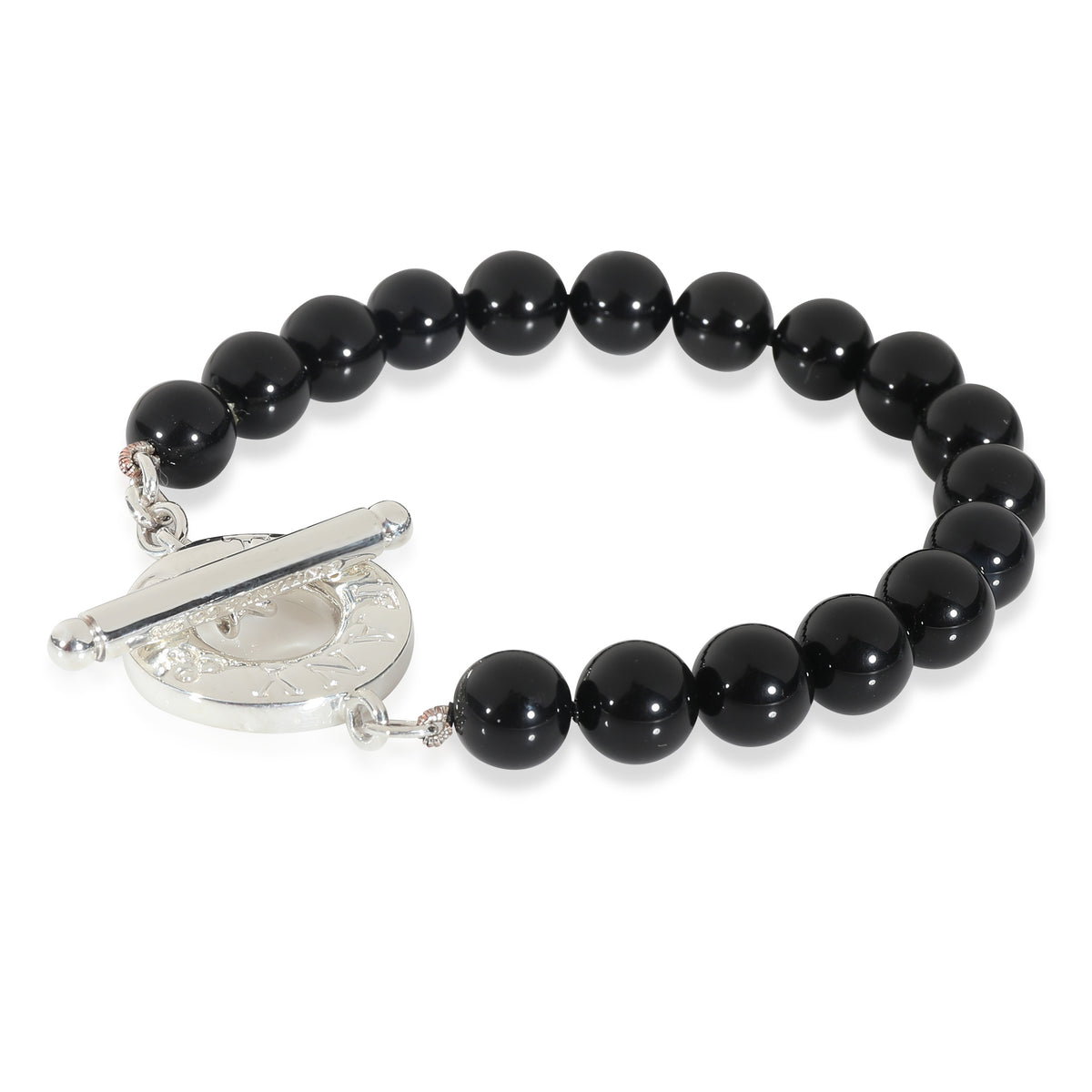 Onyx Bead Bracelet in  Sterling Silver