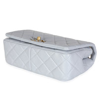 Lilac Quilted Lambskin Woven CC Full Flap Bag