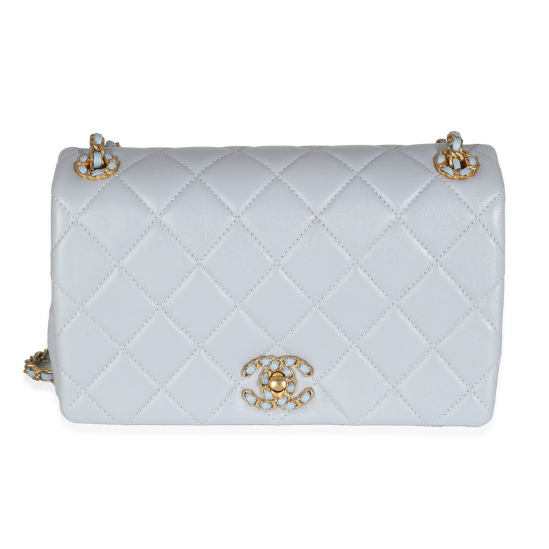 Lilac Quilted Lambskin Woven CC Full Flap Bag