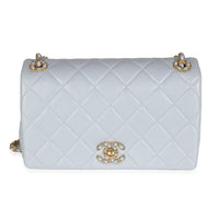 Lilac Quilted Lambskin Woven CC Full Flap Bag