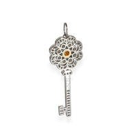 Rose Key Diamond Pendant in 18k Yellow Gold/Platinum