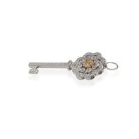 Rose Key Diamond Pendant in 18k Yellow Gold/Platinum