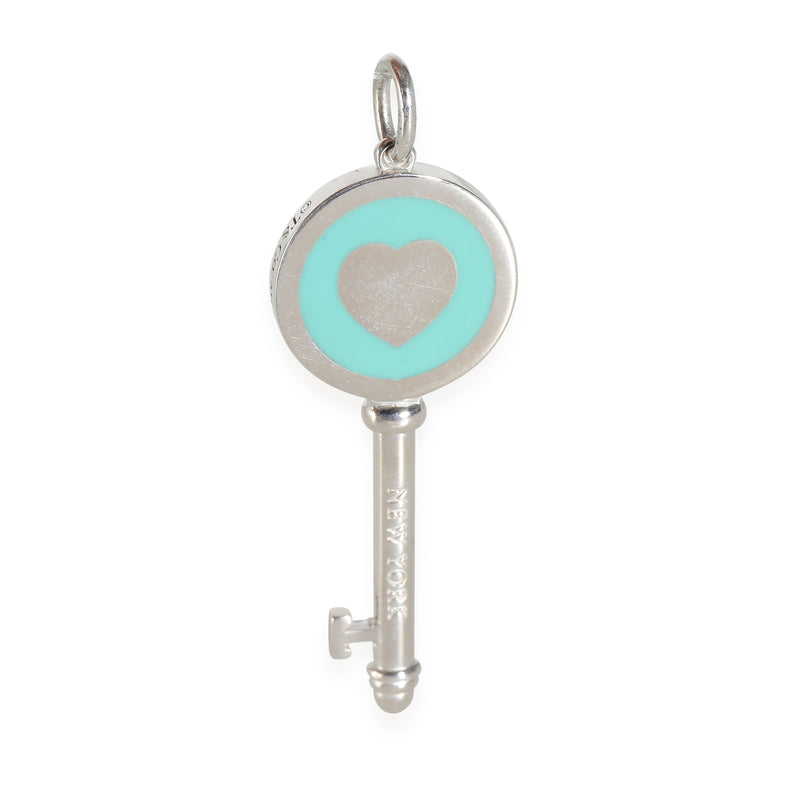 Key Collection Blue Enamel Heart Pendant in  Sterling Silver