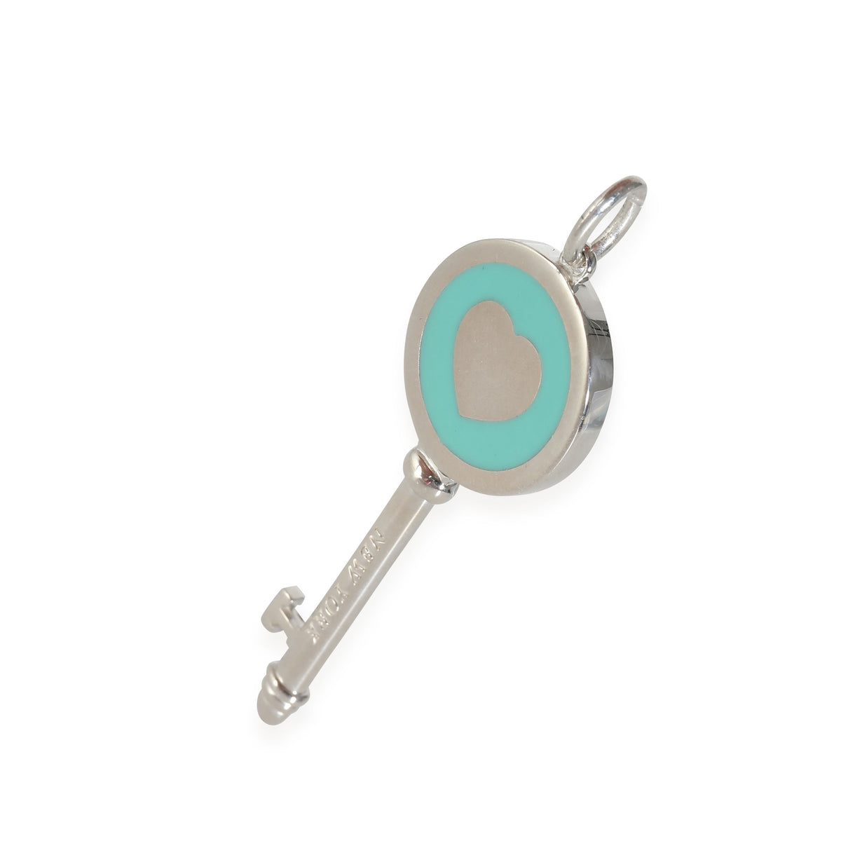 Key Collection Blue Enamel Heart Pendant in  Sterling Silver