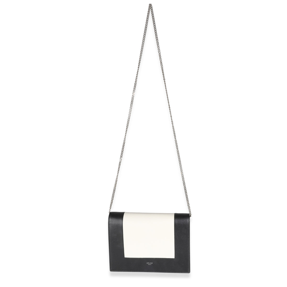 Black White Smooth Calfskin Frame Clutch