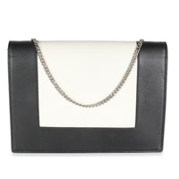 Black White Smooth Calfskin Frame Clutch