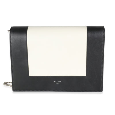 Black White Smooth Calfskin Frame Clutch