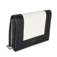 Black White Smooth Calfskin Frame Clutch