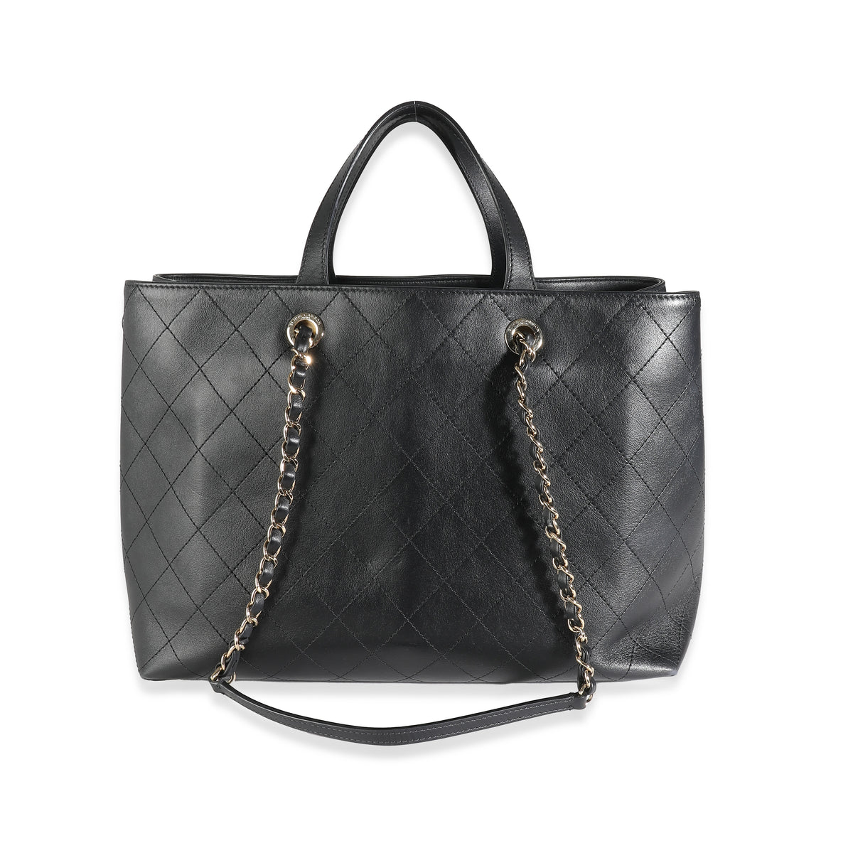 Black Quilted Calfskin Large Serial Shopper Tote