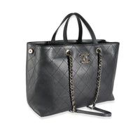 Black Quilted Calfskin Large Serial Shopper Tote