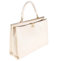 Beige Quilted Calfskin Large Coco Luxe Shopping Tote