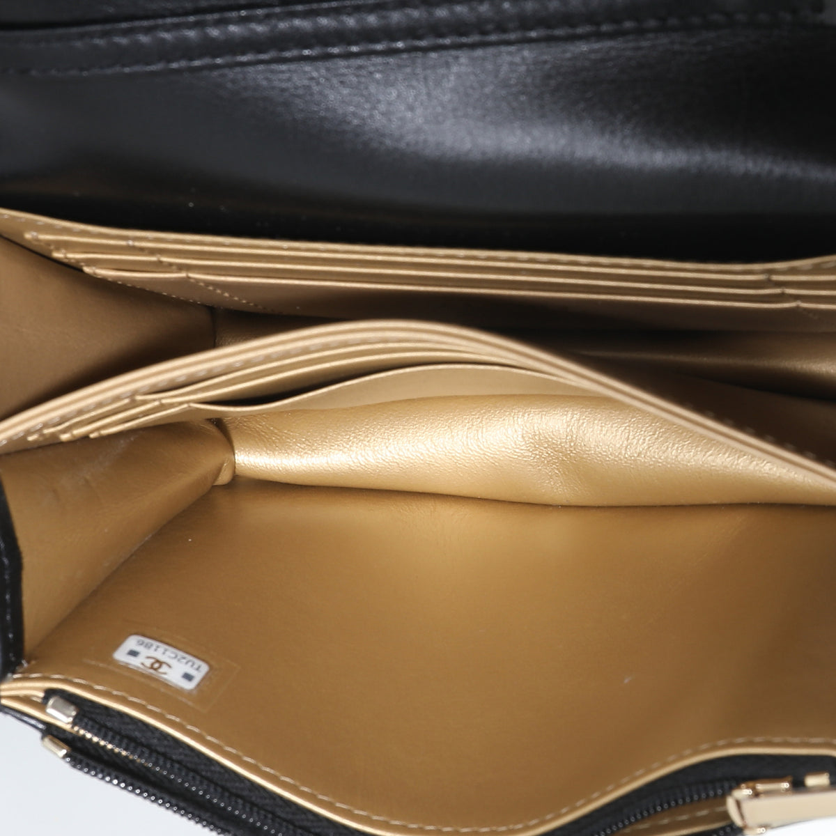 Black Quilted Calfskin Strass Mini Flap Bag