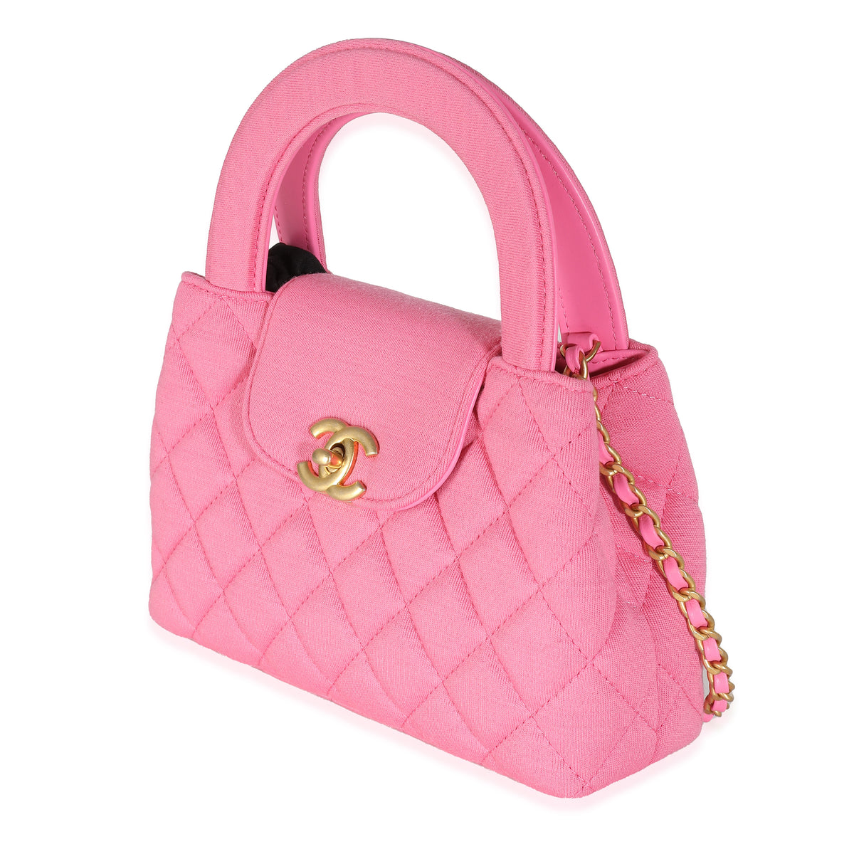 Pink Quilted Jersey Nano Kelly Shopper