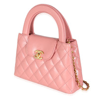 Pink Shiny Aged Calfskin Quilted Nano Kelly Shopper