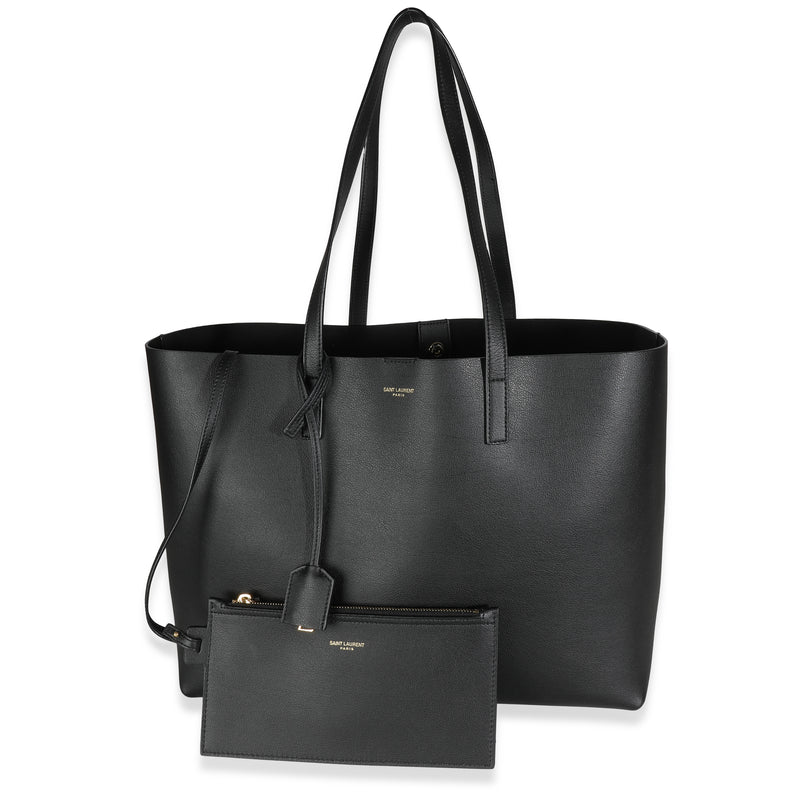 Black Calfskin East West Shopping Tote