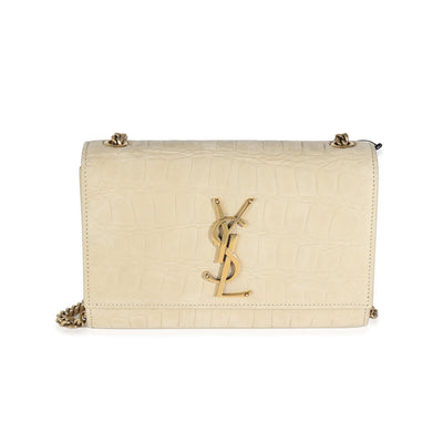 Nougat Beige Croc Embossed Suede Small Kate Chain Bag