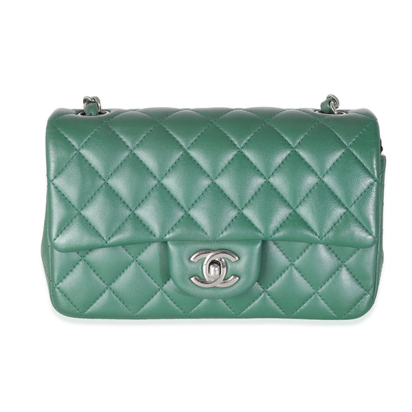 CHANEL ダークグリーン ケース Chanel Lambskin Quilted Mini Rectangular Flap Dark Green 1745678