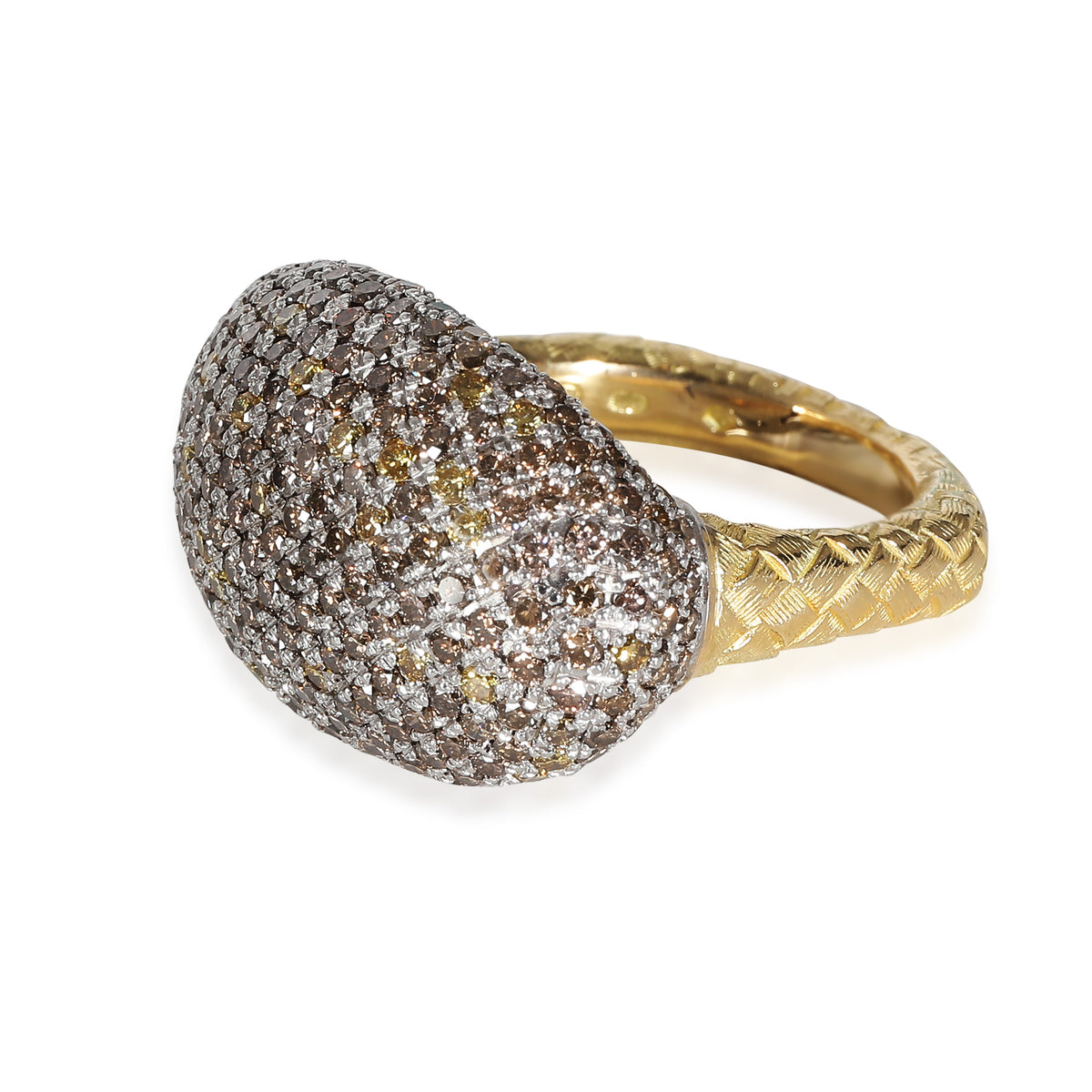 Color Diamond Cocktail Ring in 18k White Gold/Yellow Gold 3 CTW