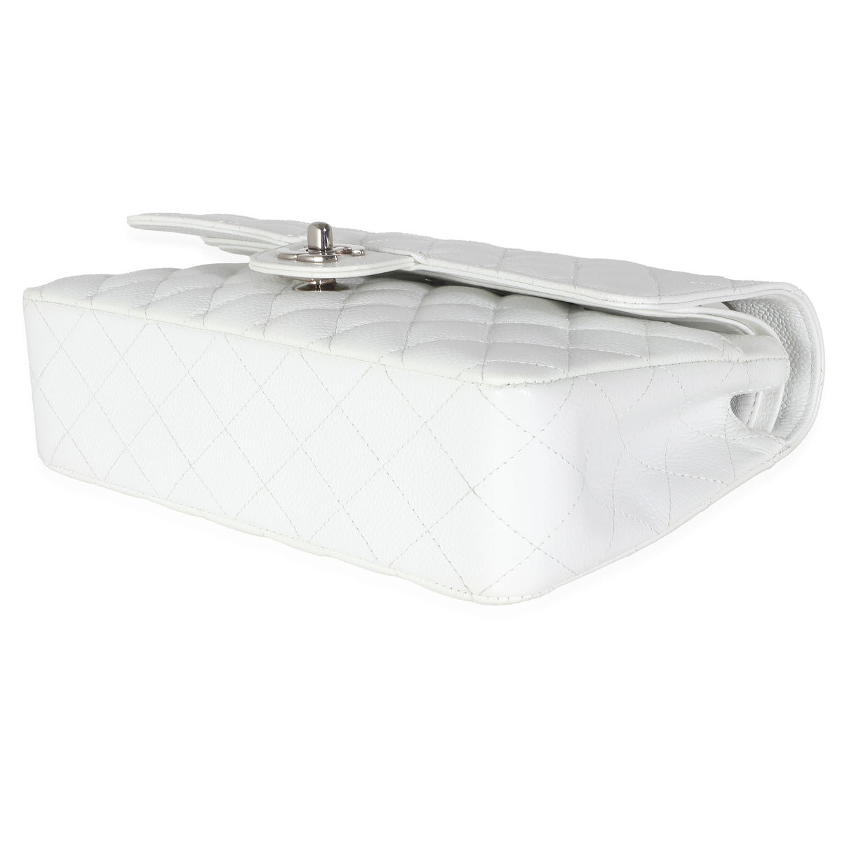 White Quilted  Medium Classic Double Flap Bag