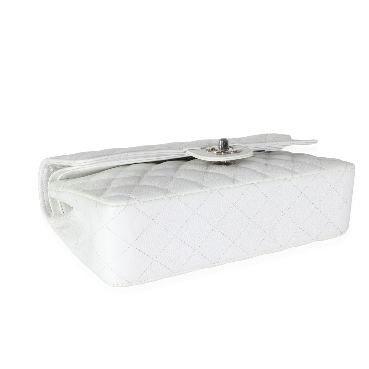 White Quilted  Medium Classic Double Flap Bag