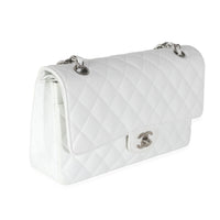 White Quilted Caviar Medium Classic Double Flap Bag