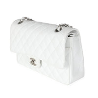 White Quilted  Medium Classic Double Flap Bag