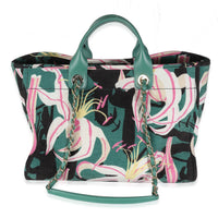 23A Green Pink Tropical Velvet Deauville Shopping Tote