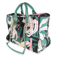 23A Green Pink Tropical Velvet Deauville Shopping Tote